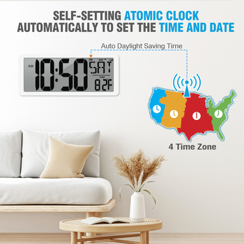 Radio-upravljani budilnik s digitalnim LCD zaslonom, funkcija odgađanja, odbrojavanje, kalendar s prikazom dana, tjedna i mjeseca