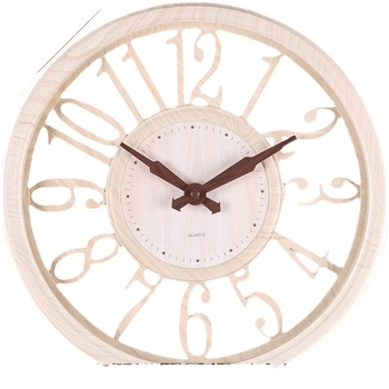 Zidni sat, kružni oblik, retro europski stil, analogni brojčanik s brojkama, napaja se baterijom, precizan mehanizam, pogodan za dnevni boravak