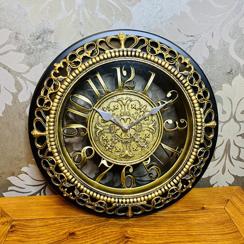 Zidni sat, kružni oblik, retro europski stil, analogni brojčanik s brojkama, napaja se baterijom, precizan mehanizam, pogodan za dnevni boravak