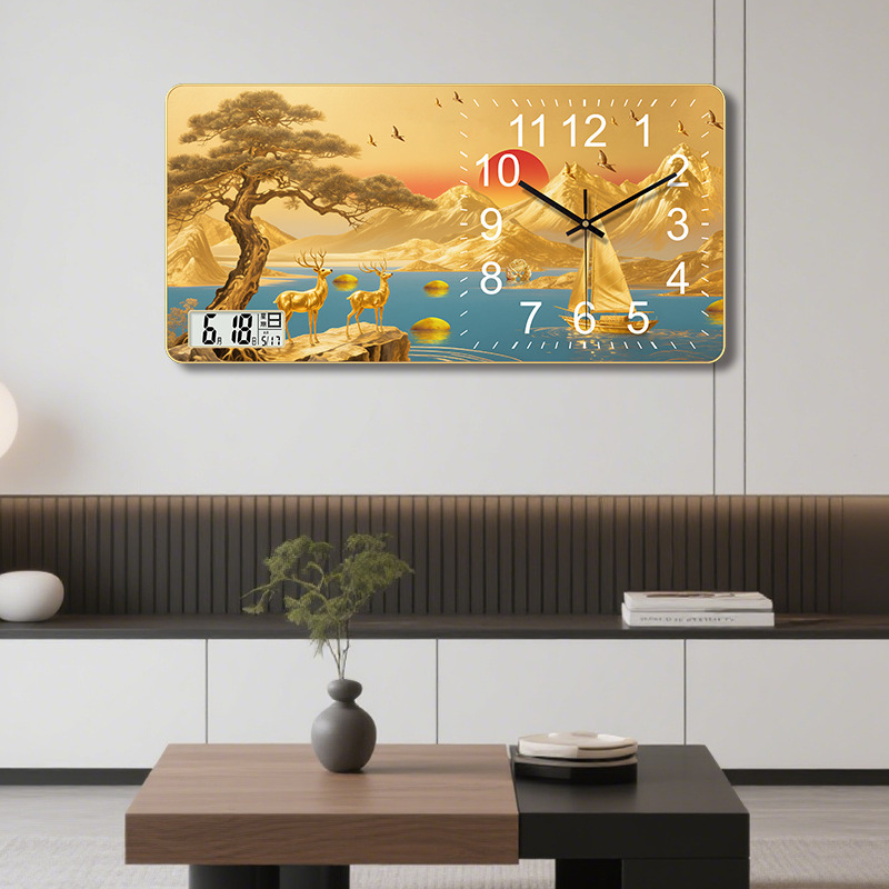 Fali óra örök kalendárummal 2025, vitorlás motívummal, numerikus kijelző, sima másodperc-mozgás, száraz elemű