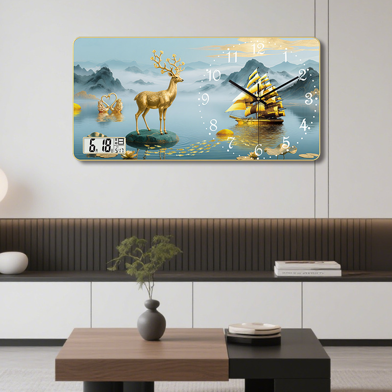 Fali óra örök kalendárummal 2025, vitorlás motívummal, numerikus kijelző, sima másodperc-mozgás, száraz elemű