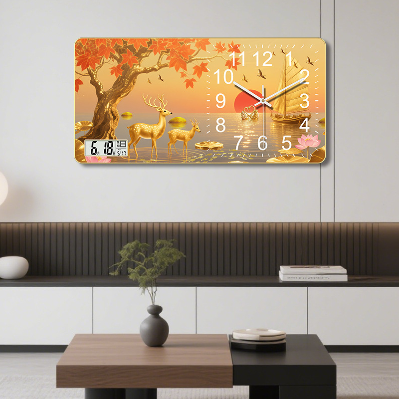 Fali óra örök kalendárummal 2025, vitorlás motívummal, numerikus kijelző, sima másodperc-mozgás, száraz elemű