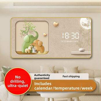 LED kijelzős falióra öröknaptárral, skandináv stílusú fa kerettel