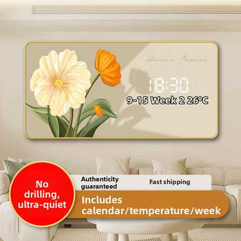 LED kijelzős falióra öröknaptárral, skandináv stílusú fa kerettel