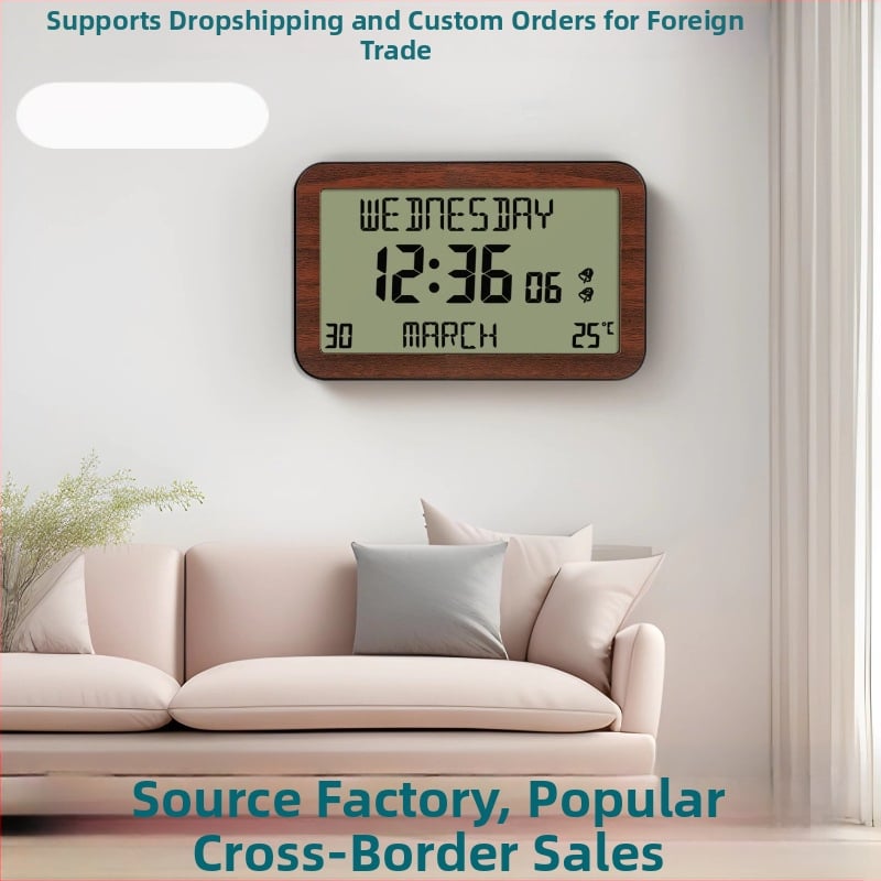 Fali óra H180F LCD kijelzős, naptár és hőmérő, ébresztő, hét- és hónap-kijelzés