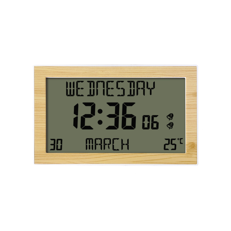 Fali óra H180F LCD kijelzős, naptár és hőmérő, ébresztő, hét- és hónap-kijelzés