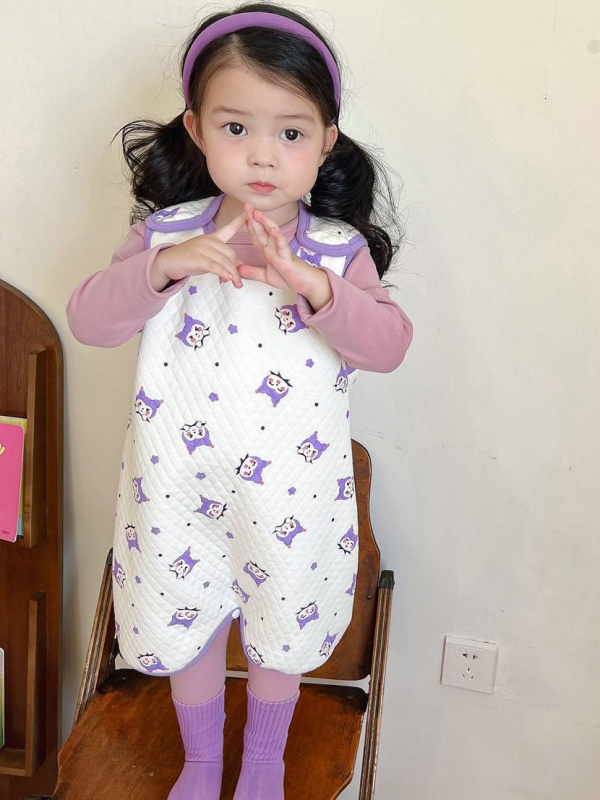 Dječji bezrukavni spavaći vest – pamuk, debeli materijal, karikatura uzorak, održava toplinu, za uzrast 3–8 godina