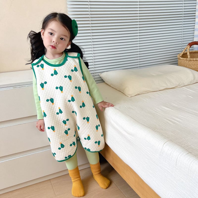 Dječji bezrukavni spavaći vest – pamuk, debeli materijal, karikatura uzorak, održava toplinu, za uzrast 3–8 godina