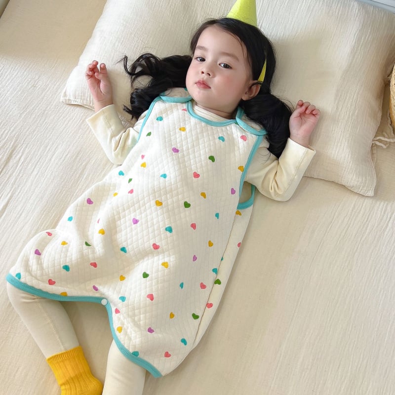 Dječji bezrukavni spavaći vest – pamuk, debeli materijal, karikatura uzorak, održava toplinu, za uzrast 3–8 godina