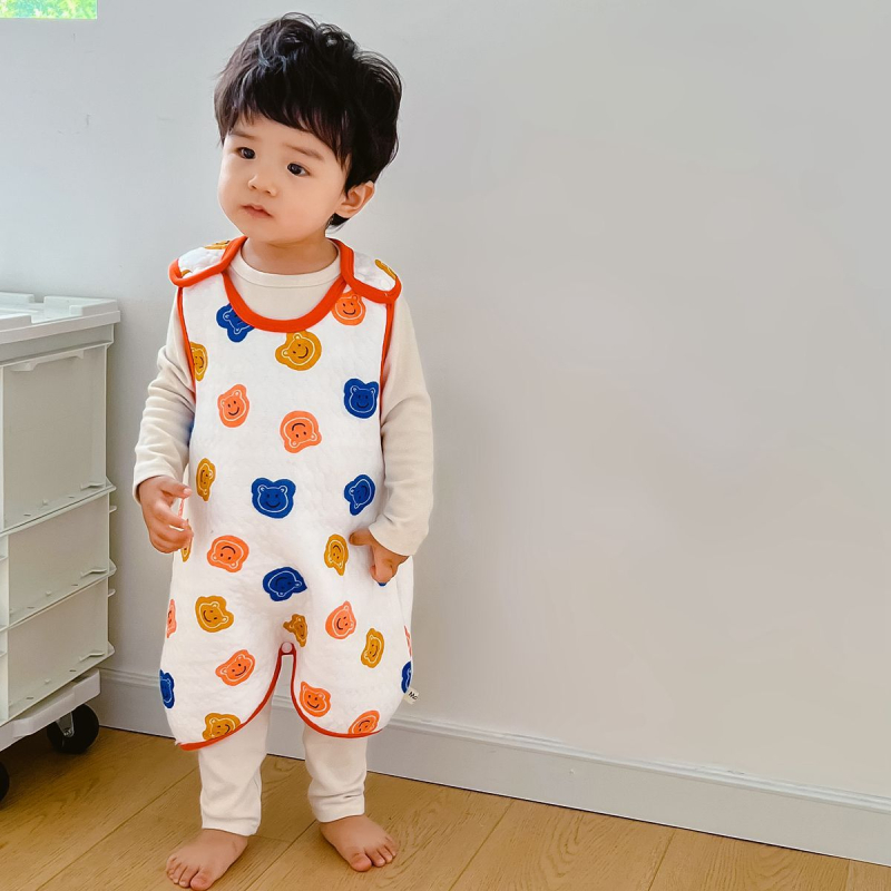 Dječji bezrukavni spavaći vest – pamuk, debeli materijal, karikatura uzorak, održava toplinu, za uzrast 3–8 godina