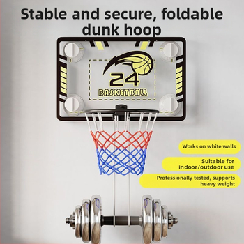 Coș de baschet montat pe perete, fără găuri, panou pentru copii, pentru interior și exterior