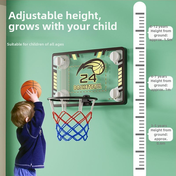 Coș de baschet montat pe perete, fără găuri, panou pentru copii, pentru interior și exterior