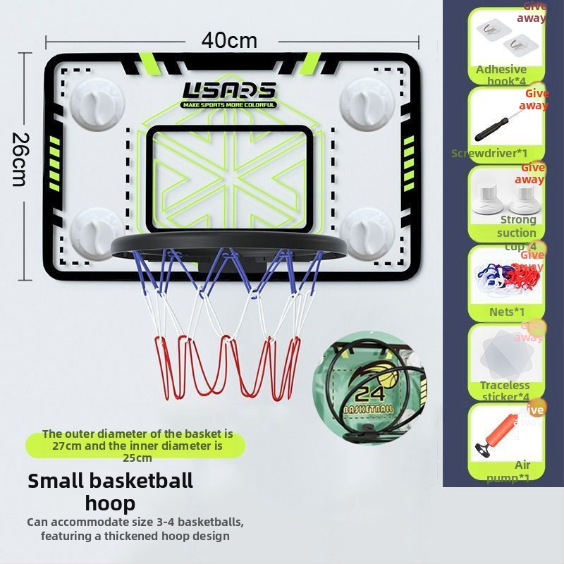 Coș de baschet montat pe perete, fără găuri, panou pentru copii, pentru interior și exterior