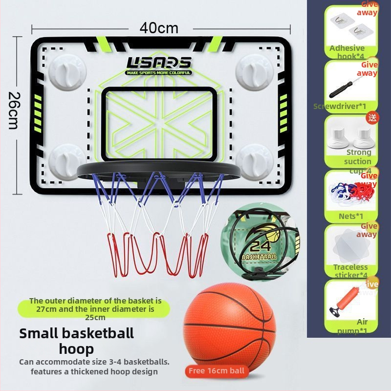 Coș de baschet montat pe perete, fără găuri, panou pentru copii, pentru interior și exterior