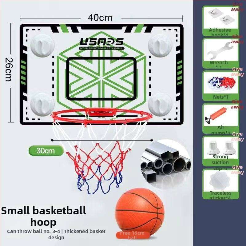 Coș de baschet montat pe perete, fără găuri, panou pentru copii, pentru interior și exterior