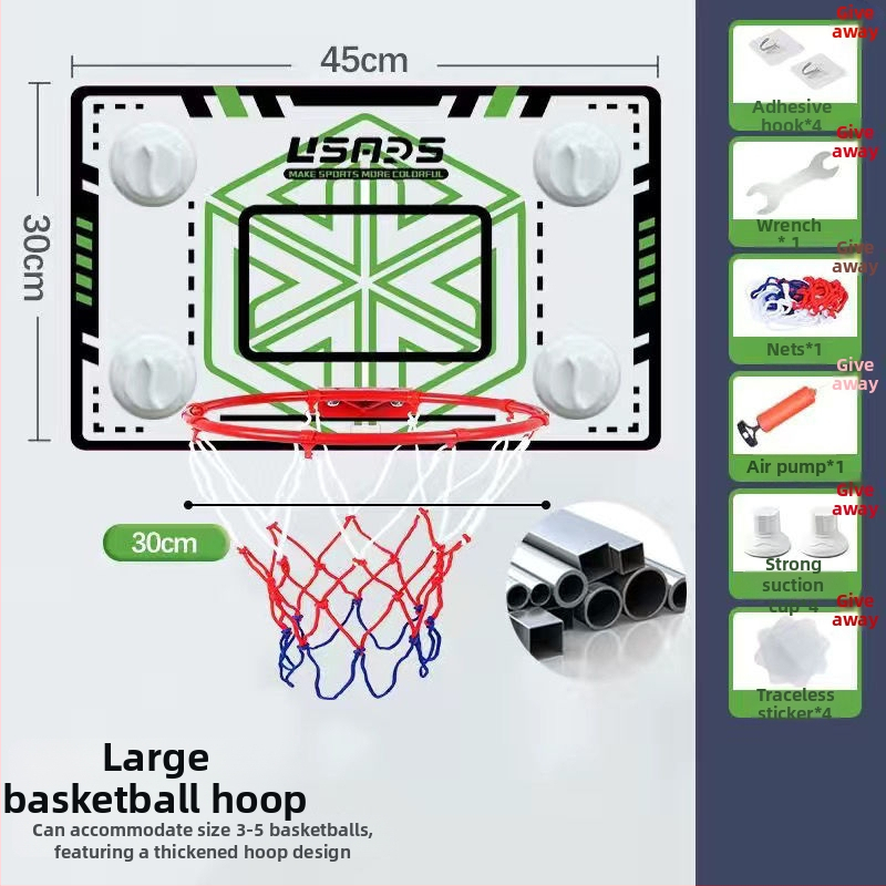 Coș de baschet montat pe perete, fără găuri, panou pentru copii, pentru interior și exterior