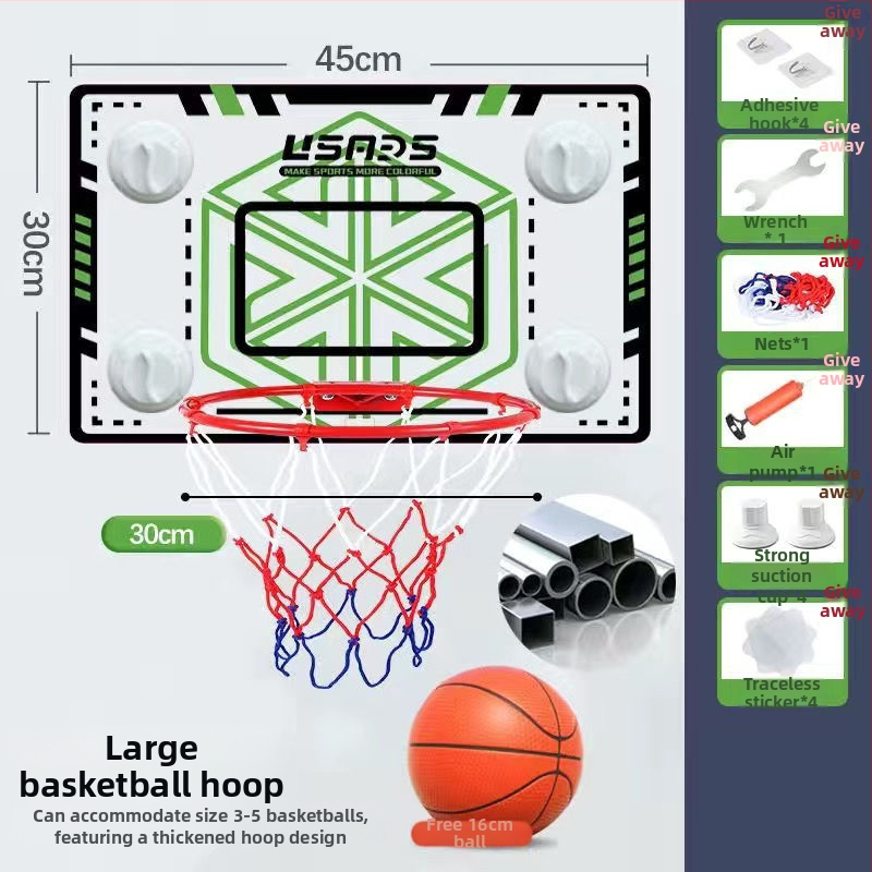 Coș de baschet montat pe perete, fără găuri, panou pentru copii, pentru interior și exterior