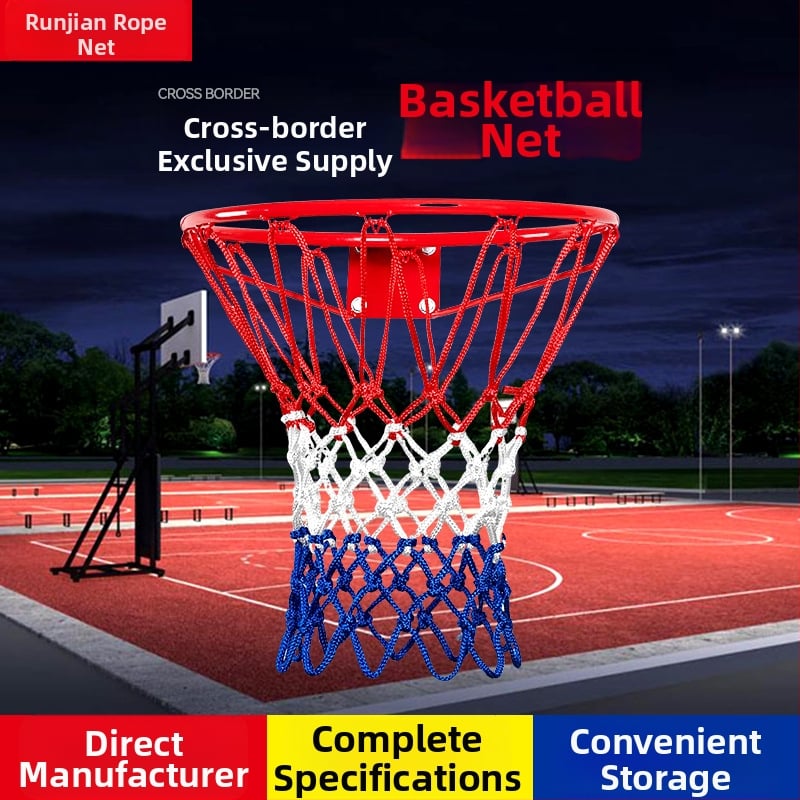 Plasă de baschet, țesătură manuală, nailon, calitate de joc, pentru inel standard