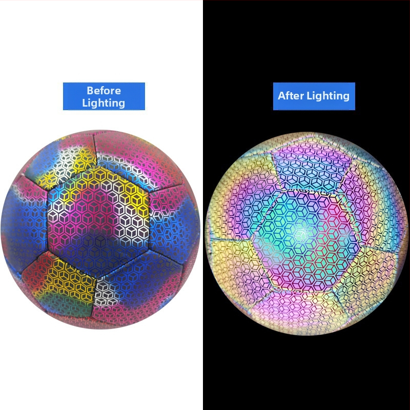 TPU jalgpall, masinõmblus, helendav fluorestseeruv ja peegeldav pind, kohandatud logo