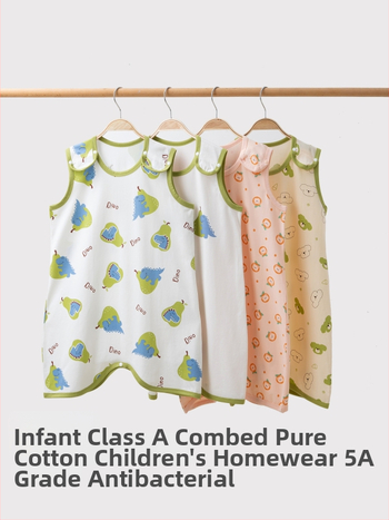 Bērnu vasaras miega somas 3–8 gadiem, kokvilnas audums 95%+, iekšējā daļa un pildījums no kokvilnas, karikatūras raksts, antibakteriāls, bez piedurknēm