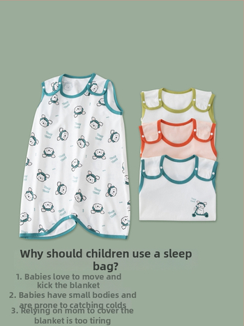 Bērnu vasaras miega somas 3–8 gadiem, kokvilnas audums 95%+, iekšējā daļa un pildījums no kokvilnas, karikatūras raksts, antibakteriāls, bez piedurknēm