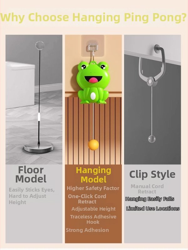 Bērnu galda tenisa trenažieris - iekšējais pakarināmais trenažieris roku-acu koordinācijai, interaktīvs ar vecākiem, PP materiāls - Kategorija: Galda teniss - Piemērots fitnesam un izklaidei