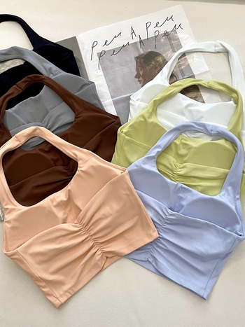 Jaunietēm paredzēts augstas intensitātes sieviešu sporta krūšturis, haltera kakls, muguras triecienizturīgs, galvenais materiāls: 80% nālons, oderējums: 20% spandekss, pilns kauss, plāns formējošs kauss, stipras dubultās siksnas