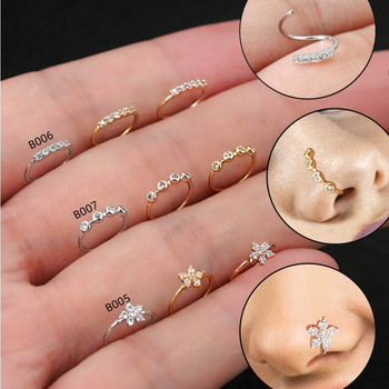 Nosni klip s cirkonima, bez piercinga, jednostavan ženski stil, geometrijski dizajn, bakrena podloga, elektropaliranje, Princeza serija