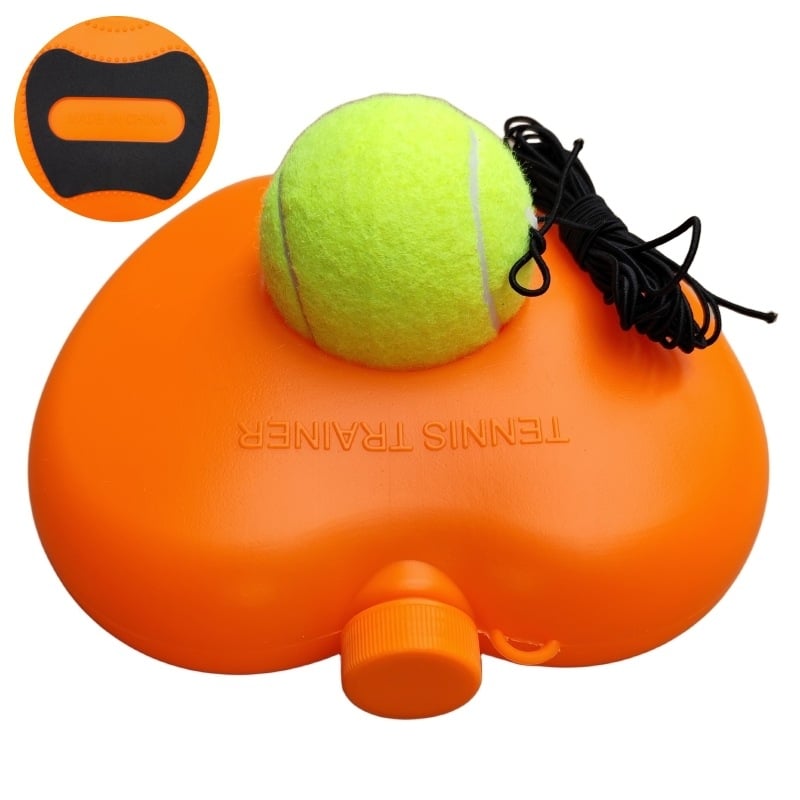 Vienintelis teniso treniruoklis savarankiškoms treniruotei su linijos kamuolio atspindžiu, pagrindas su gumos juosta, HDPE konstrukcija, Mingyi Brothers