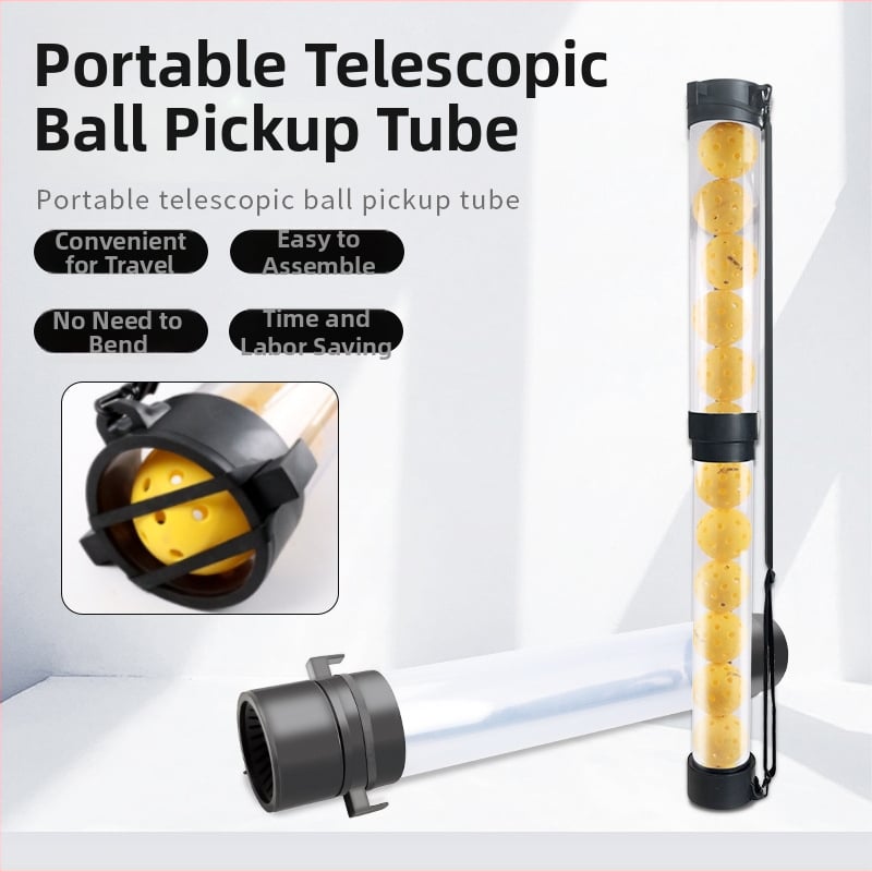 Teleskopinis teniso kamuolių rinktuvas kibiras – nešiojamas, lengvai laikomas, su nešiojimo rankena