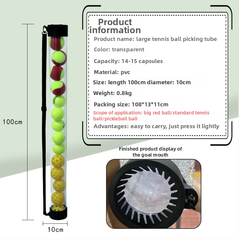 Teleskopinis teniso kamuolių rinktuvas kibiras – nešiojamas, lengvai laikomas, su nešiojimo rankena