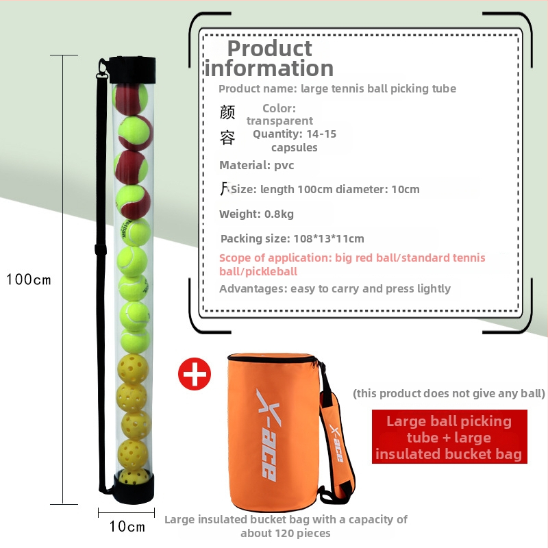 Teleskopinis teniso kamuolių rinktuvas kibiras – nešiojamas, lengvai laikomas, su nešiojimo rankena