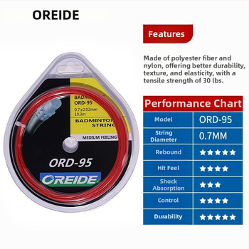 Oreid ORD-95 badminton raketes aukla, neilona šķiedra, spriegums 30 lb