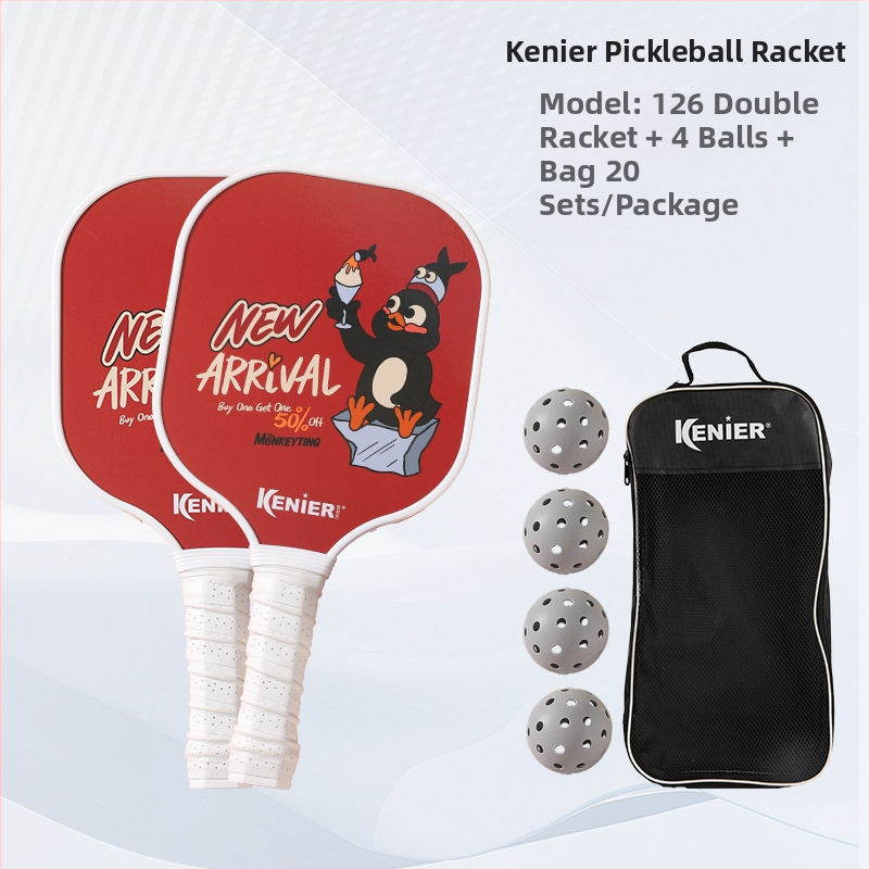 Kenier Bērnu profesionālais pickleball komplekts — iesācēju līmenis, poplar koks, 280 g uz nūju, 700 g pilnais komplekts