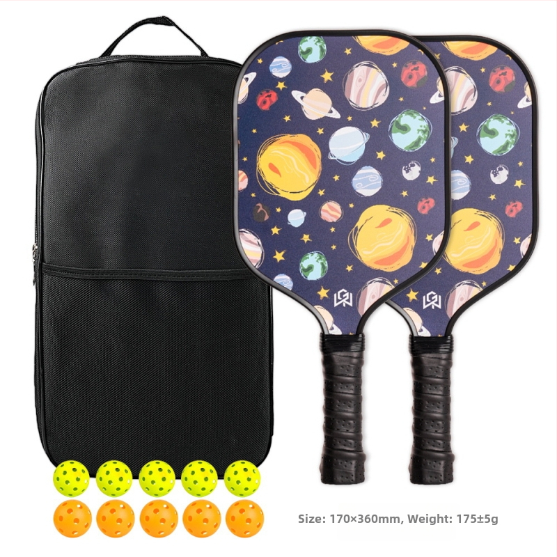 Bērnu pickleball nūja | Fiberglass konstrukcija | 185 g | Ietver 1 nūju un 5 bumbas vienam spēlei vai 1 iepakojumu ar 10 bumbām divām spēlēm