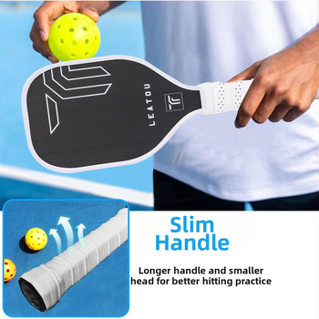 Pickleball nūja no oglekļa šķiedras ar matētu virsmu, svars 127 g, zīmols Lituo, piemērota treniņiem un turnīriem.