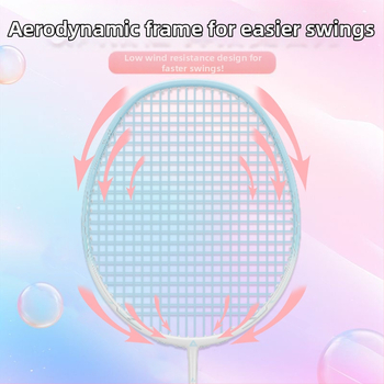 Badmintoni reket - üliõhuke kerge, süsinikkiust koostis, tasakaalustatud peaga, kaal 85–89 g, käepide G5