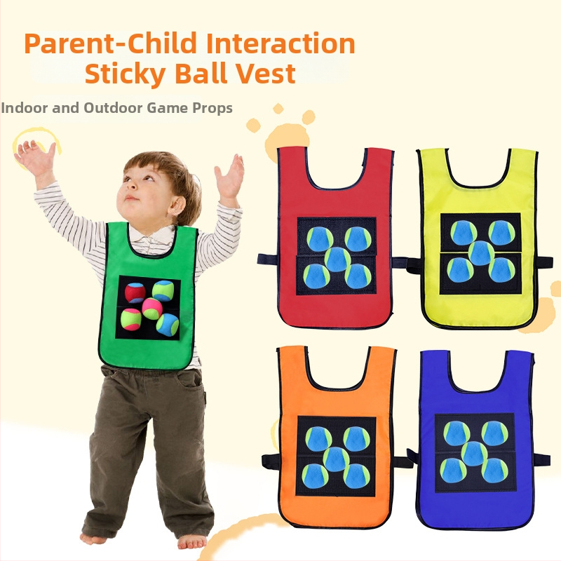 Dječja tekstilna igra s ljepivim kuglicama za vanjsku ciljnu igru – potiče koordinaciju ruka-oko, interaktivna igra, uzrast 4–6 godina