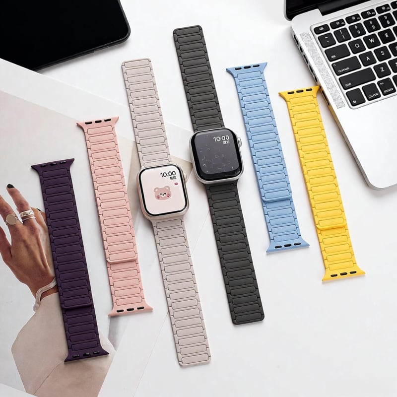 FKFM Silikoninė laikrodžio juosta su magnetiniu užsegimu, sportinis stilius, suderinama su Apple Watch