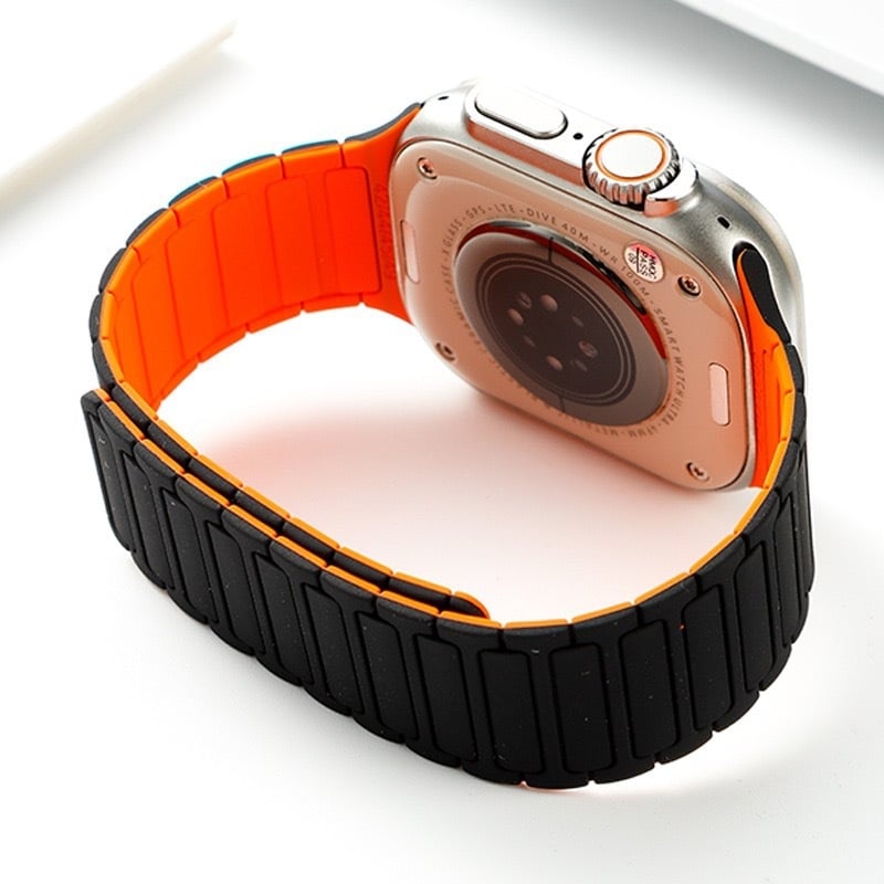 FKFM Λωρίδα ρολογιού από σιλικόνη με μαγνητικό κούμπωμα, αθλητικό στυλ, συμβατή με Apple Watch