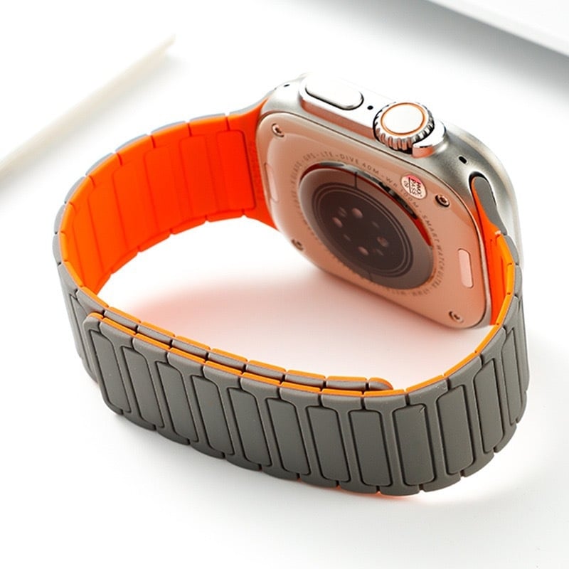 FKFM Λωρίδα ρολογιού από σιλικόνη με μαγνητικό κούμπωμα, αθλητικό στυλ, συμβατή με Apple Watch