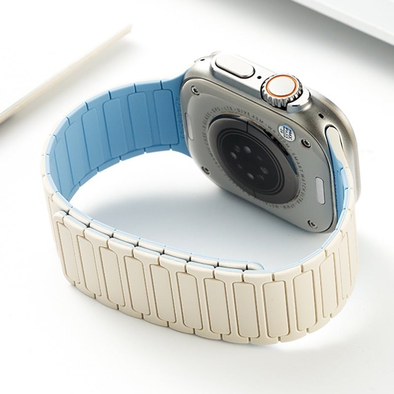 FKFM Λωρίδα ρολογιού από σιλικόνη με μαγνητικό κούμπωμα, αθλητικό στυλ, συμβατή με Apple Watch