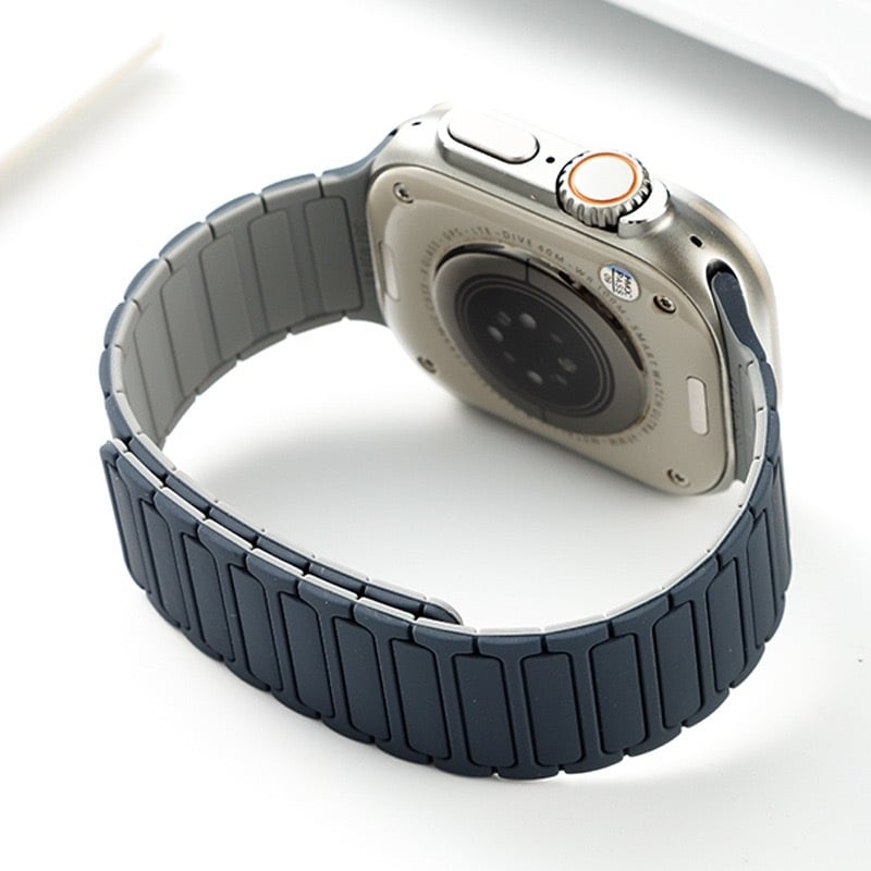 FKFM Λωρίδα ρολογιού από σιλικόνη με μαγνητικό κούμπωμα, αθλητικό στυλ, συμβατή με Apple Watch