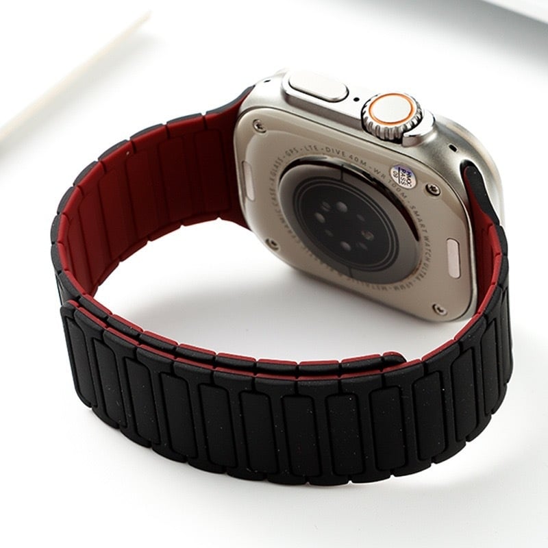 FKFM Λωρίδα ρολογιού από σιλικόνη με μαγνητικό κούμπωμα, αθλητικό στυλ, συμβατή με Apple Watch