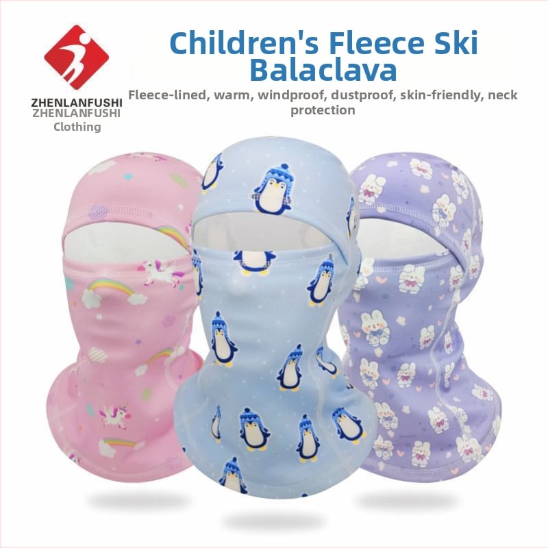 Dječja maska za skijanje s fleec podstavom, vjetrootpornu zaštitu lica i kapuljaču za vanjske sportove