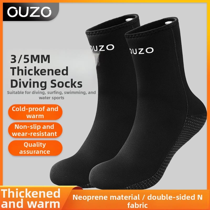 Neoprēna niršanas zeķes 3-5 mm, nenoslīdējošas, ātri žūst, siltas ziemas niršanai (Materiāls: Neoprēns; Biezums: 3-5 mm; Iespējas: Nenoslādētas, Ātri žūst)