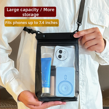 Vodootporna torbica za telefon s crossbody remenom, PVC, otisak logotipa, prilagodljiva, velik kapacitet, za plivanje, ronjenje i drift