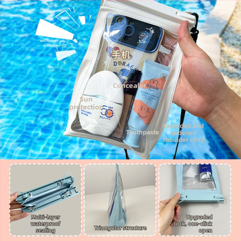 Vodootporna torbica za telefon s crossbody remenom, PVC, otisak logotipa, prilagodljiva, velik kapacitet, za plivanje, ronjenje i drift