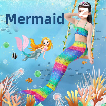 Vaikų mermaid uodegos maudymosi kostiumėlis mergaitėms — nailonas audinys, vinilonas 91–95% pluoštas, pamušalas 91–95%, bikini stilius