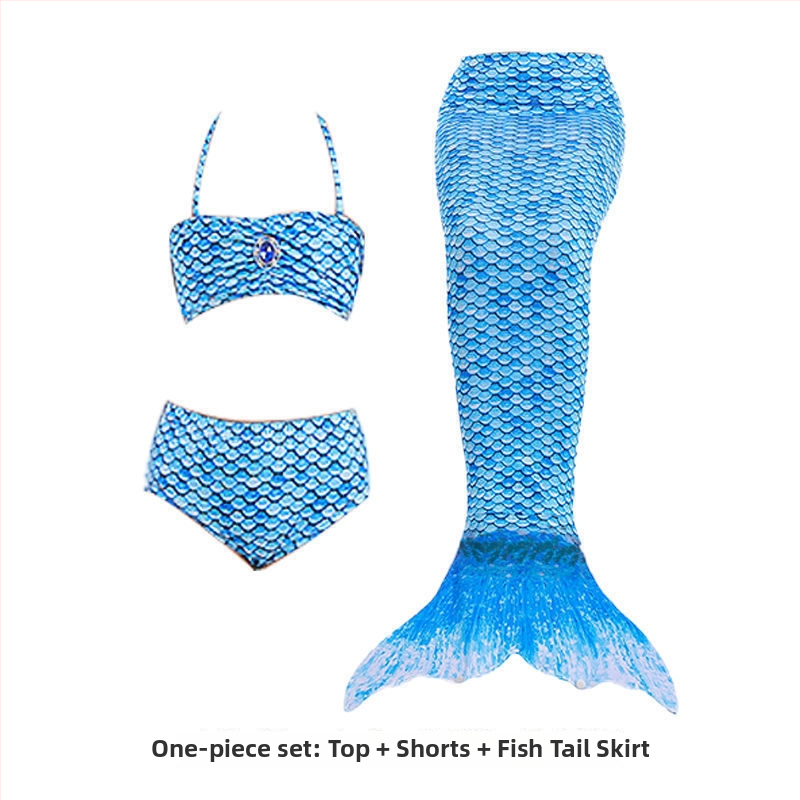 Vaikų mermaid uodegos maudymosi kostiumėlis mergaitėms — nailonas audinys, vinilonas 91–95% pluoštas, pamušalas 91–95%, bikini stilius